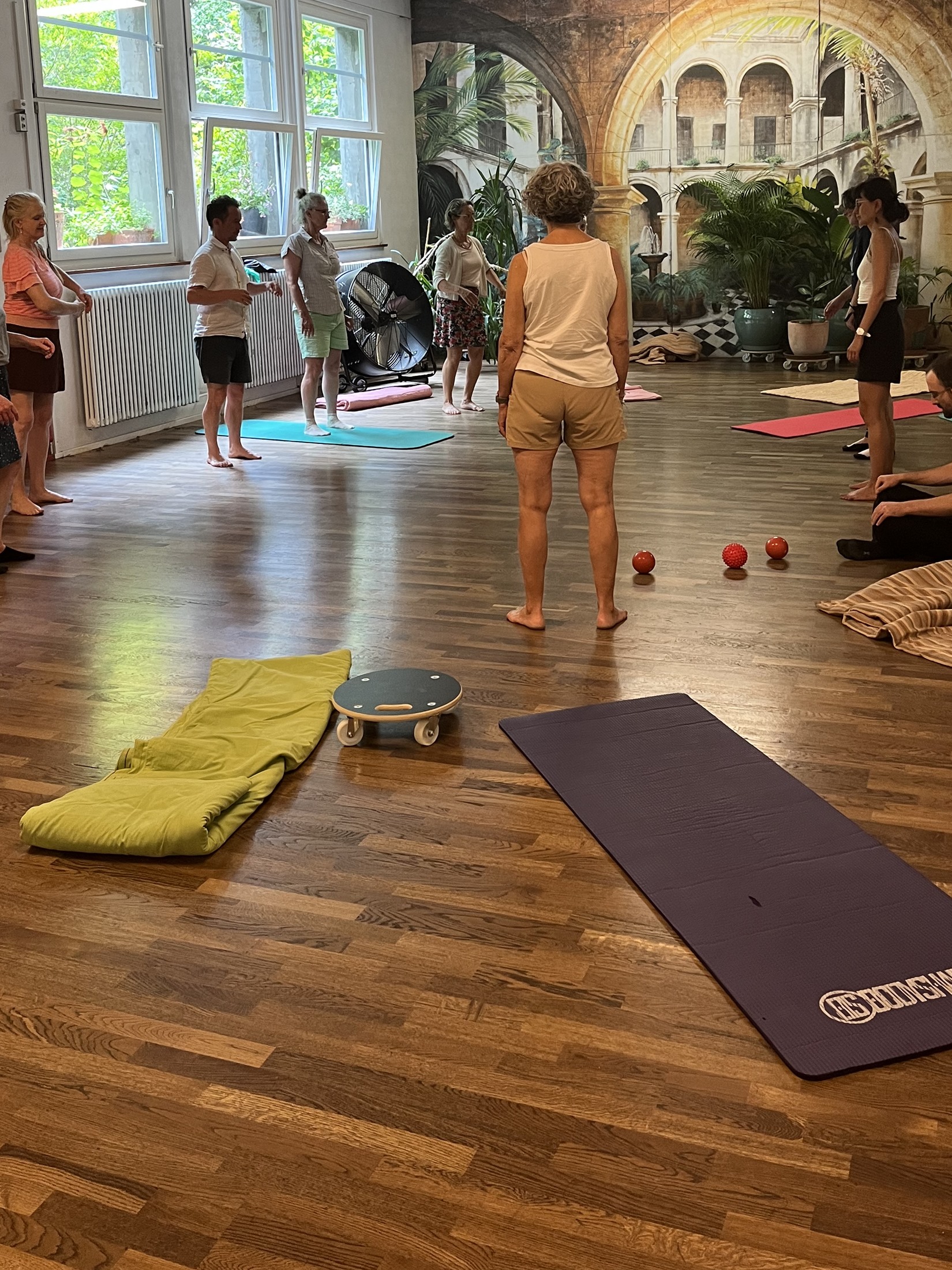A group class in a bright studio space